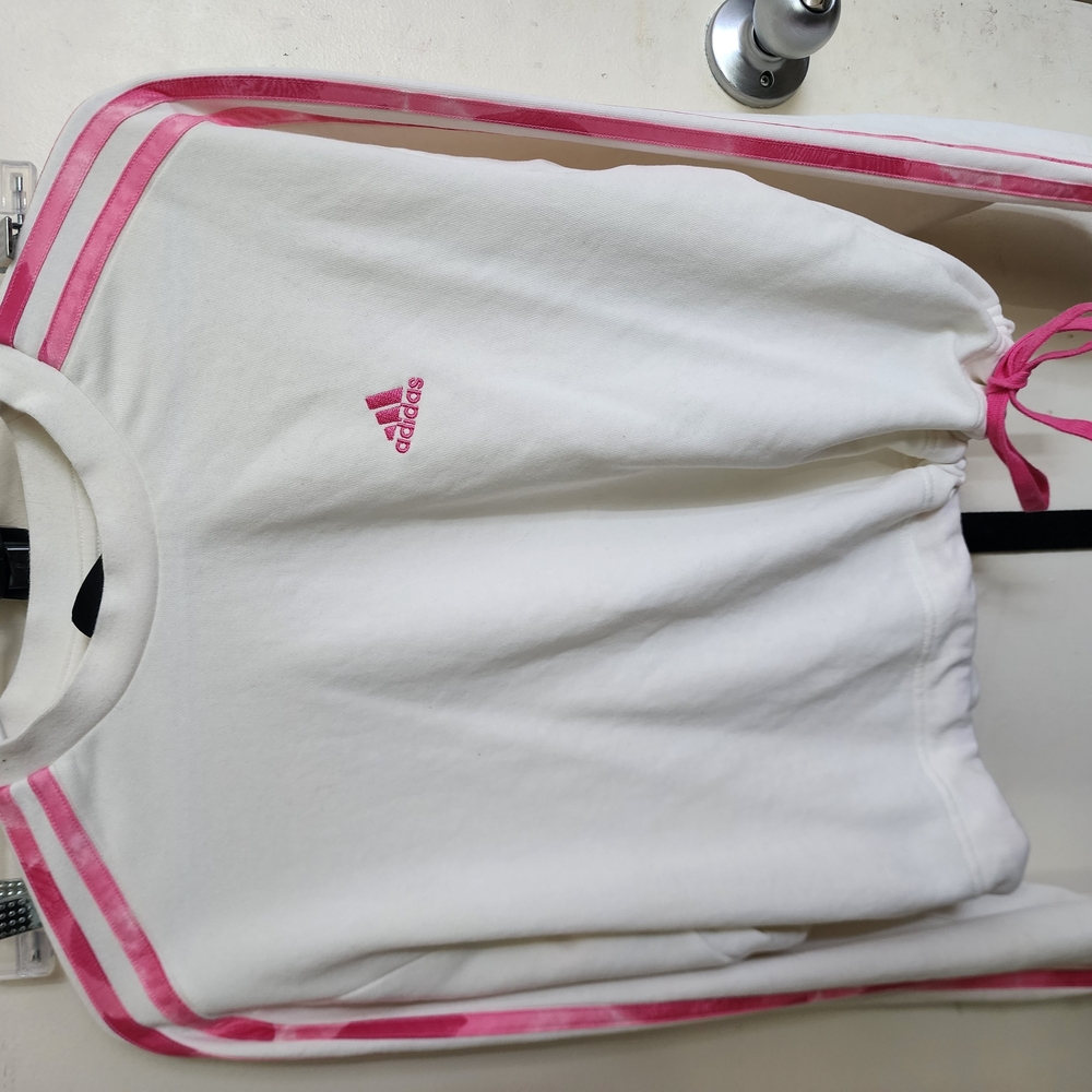 Adidas White Sweatshirt with Pink Accents